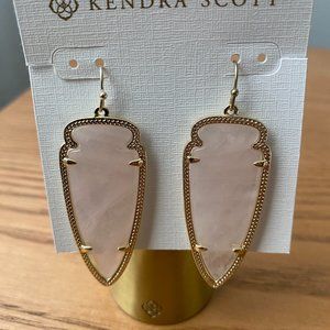 Kendra Scott Skylar earrings, gold, rosequartz